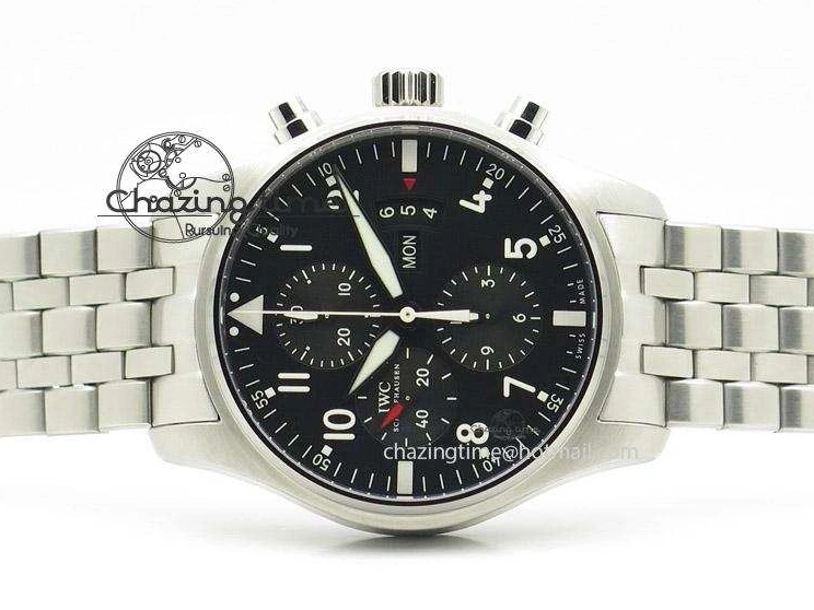 MIROTIME 0114 Minimalist Pilot Chrono 3777 43mm ZF 1:1 Best Edition Black Dial On SS Bracelet A 7364